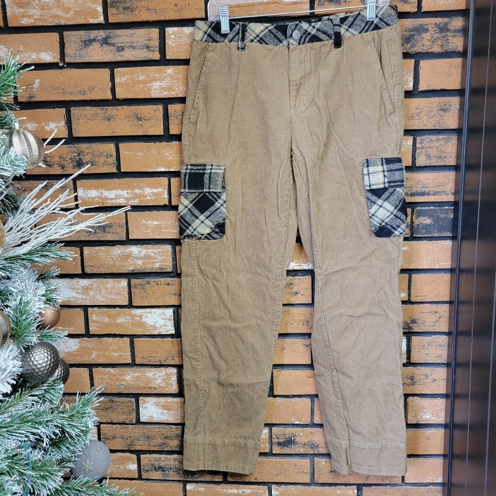 WESC We Are The Superlative Conspiracy Corduroy Cargo Pant 29x32 Tan‎ Plaid - Picture 2 of 15